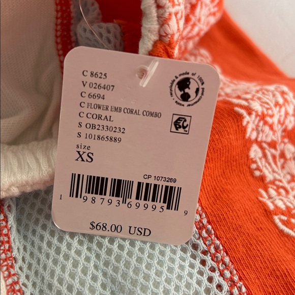 Free People Movement Way To Go Shorts in Floral Embroidered Coral Combo - Picture 10 of 14